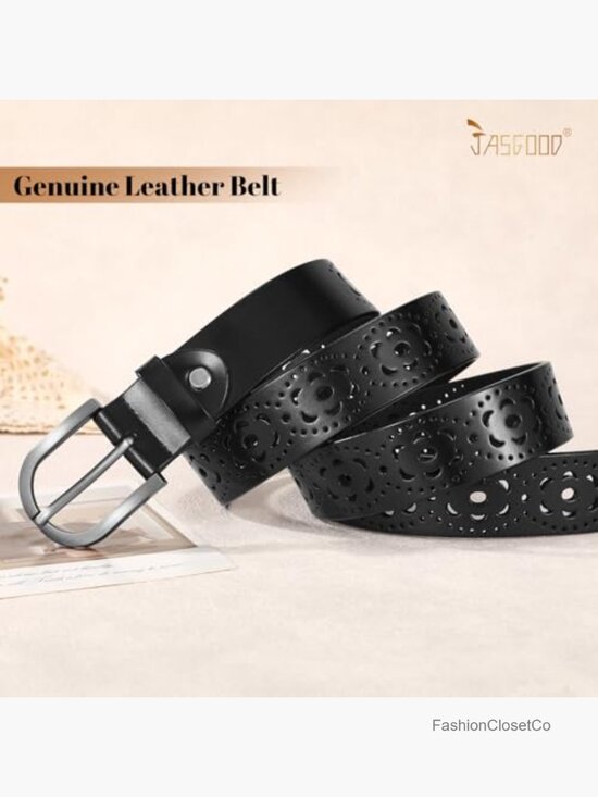 Hollow Genuine Leather Belt for Women Exquisite Metal Buckle Casual Waist Belt main image 6